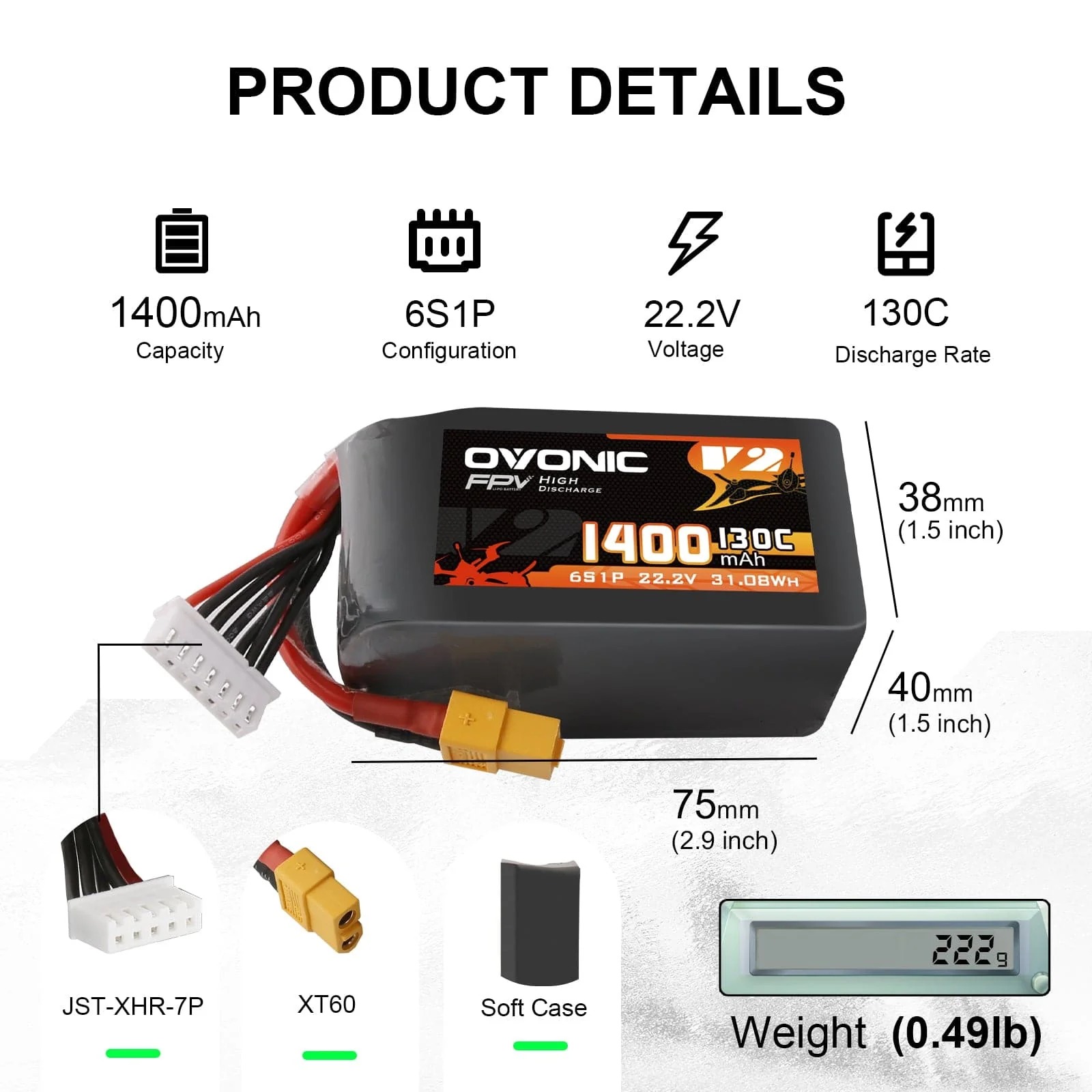 Bateria LiPo Ovonic 6S 22.2V 1 - Fpv Drone Goggles avaliação e preço